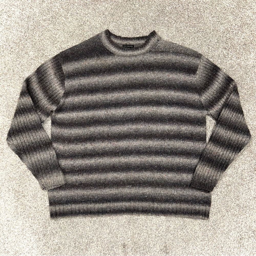 Marithe Francois Girbaud Black and Gray Striped Crewneck Sweater